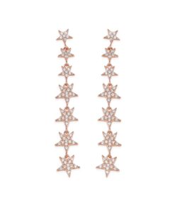 Star Lariat Dangle Earrings - Rose & White