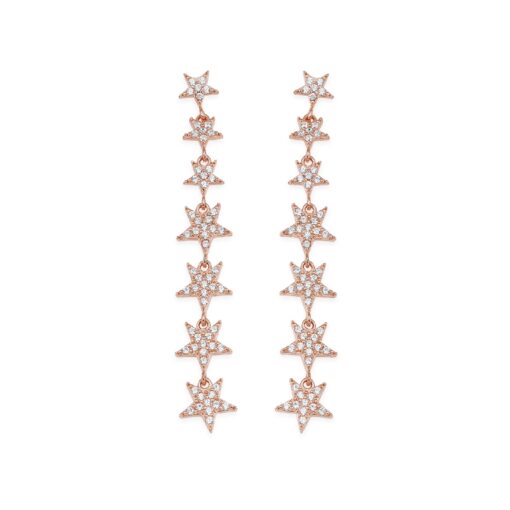 Star Lariat Dangle Earrings - Rose & White