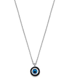 Round Evil Eye Lucky Charm Necklace - Silver