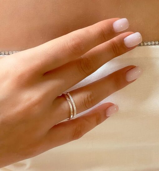 Elegant Double Band Eternity Ring - Silver - Image 4