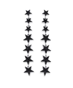 Star Lariat Dangle Earrings - Silver & Black