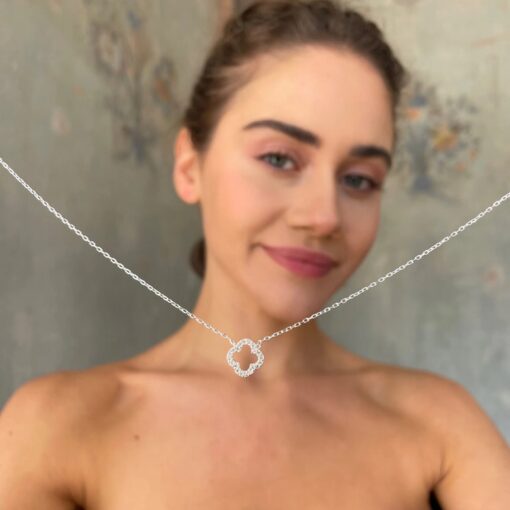 Elegant Four Leaf Clover Jewelry Set - Silver - Image 2