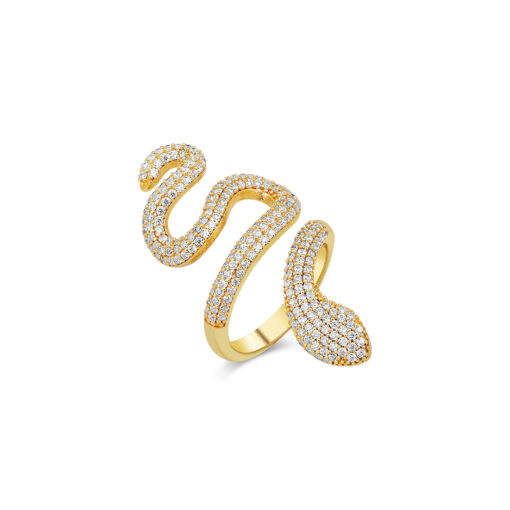 Glamorous Snake Ring - Gold & White