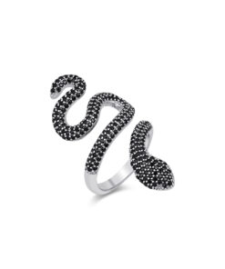 Glamorous Snake Ring - Silver & Black
