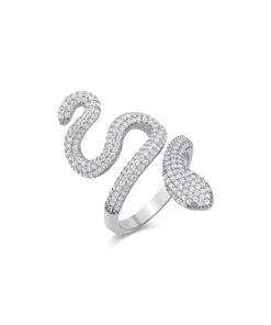 Glamorous Snake Ring - Silver & White