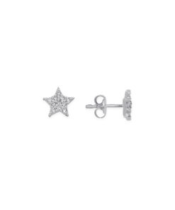 Sparkling Star Earrings - Silver & White