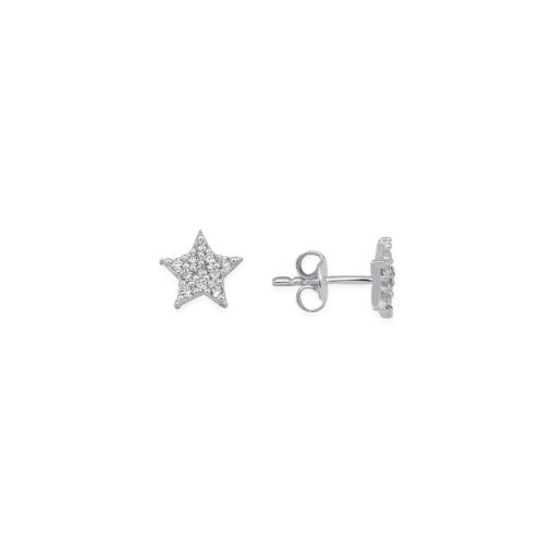 Sparkling Star Earrings - Silver & White