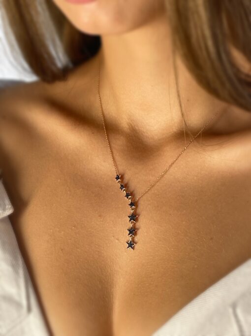 Star Lariat Necklace - Rose Gold & Black - Image 2