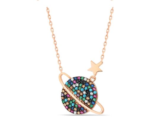 Galaxy Sterling Silver Necklace - Rose Gold & Mix